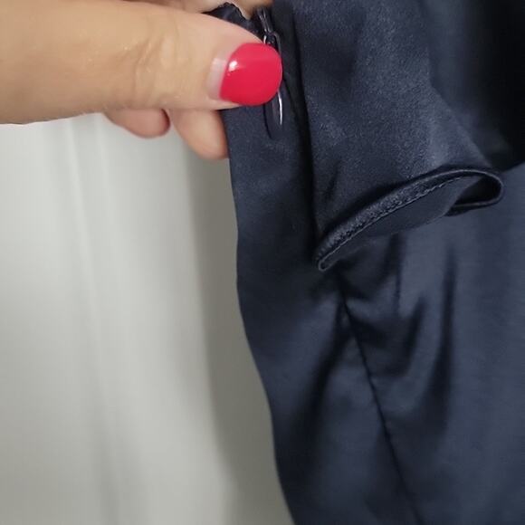 Cinq a Sept Gigi Ruffle and Ostrich Feather Silk Dress, Navy, 4 - Picture 7 of 8